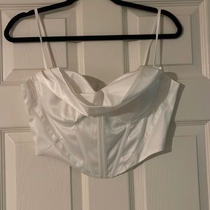 White silk cropped corset